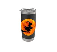 Strega sulla scopa con la luna piena Design per Halloween Bicchiere termico in acciaio inox doppia parete