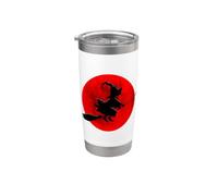 Strega sulla scopa con la luna piena Design per Halloween Bicchiere termico in acciaio inox doppia parete