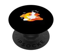 Strega sulle scope prima del tramonto con i pipistrelli PopSockets PopGrip Adesivo