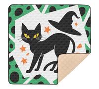 Strega verde con gattino carino pieghevole per la cura del bambino tappetino da gioco per pavimento portatile pieghevole tappetino attività per neonati neonati bambini, 50 '' x 50 '' alfombrillas para