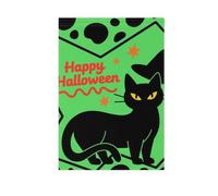 Strega verde con gatto nero bandiere di Halloween bandierine di Pasqua all'aperto per la decorazione del portico 28x40 doppia faccia