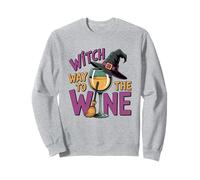 Strega Via al Vino Divertente Gioco di Parole di Halloween Felpa