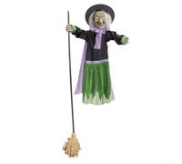 Strega volante animata per esterni, decorazione di Halloween, 1,8 m, per giardino e prato, crea un'atmosfera inquietante e affascina gli appassionati di Halloween (verde)