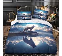 Strega Volante copripiumino Set di biancheria da letto 3 Pezzi morbida motivo 3D incluso federe con cerniera Scena della notte di Halloween Set Di Copripiumino for coppie e ragazzi King（220x240cm）