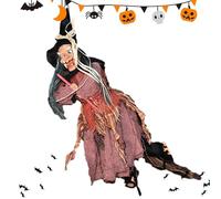 Strega volante di Halloween, spaventosa voce e controllo tattile, streghe urlanti, decorazioni per Halloween all'aperto, decorazione per controllo vocale, decorazione per festival