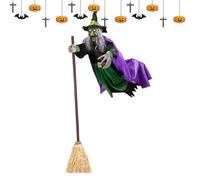 Strega volante - Scopa | Classiche streghe - Decorazioni di Halloween | Figura animata da appendere per casa infestata, cortile o mostre di feste Halloween adesivi artistici per soggiorno