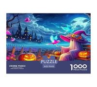 Strega Zucche colorate e castello in scena al chiaro di luna 1000 pezzi Puzzle per adulti Splendidamente illustrato Sfida 70x50cm/1000 pezzi