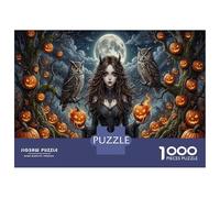 StregaPuzzle 1000 Pezzi Cartone Spesso Tempo Libero Foresta illuminata dalla lunaa di zucche Miglioramento Memoria Anziani, Legame Familiare, Regalo Natale 38x26cm/1000pcs