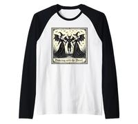 Streghe Che DANZANO con Il Diavolo Halloween Maglia con Maniche Raglan