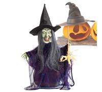 Streghe di Halloween all'aperto,Decorazioni per streghe di Halloween all'aperto, Figure di strega attivate dalla voce, Giocattoli leggeri della strega illuminano gli occhi, centrotavola di Tabl