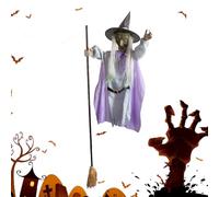 Streghe di Halloween All'aperto - Realistiche Streghe di Halloween, Volante Galleggiante Sulla Scopa | Grande Decorazione di Halloween, Animatronics, 1,8 m, Puntelli Spaventosi Per Il