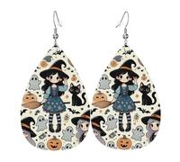 Streghe E Gatti Carini Per Halloween Donna Orecchini Ecopelle Orecchino Goccia Pendenti