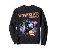 Streghe e Gatti di Halloween Notte Stellata Magica Felpa