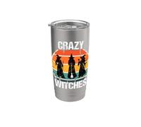 Streghe pazze Divertente Halloween Bicchiere termico in acciaio inox doppia parete