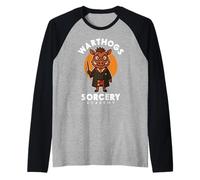Stregoneria Accademia Mago Facocero con Mago Magico Bacchetta Incantesimo Parodia Maglia con Maniche Raglan