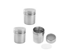 Strehknewen Set di 3 Spargizucchero in Acciaio Inox con Coperchio, Shaker Polvere Fine per Cacao, Farina, Zucchero a Velo, Cannella, Caffè - Ideale per Decorazione e Cucina