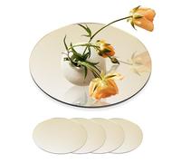 Strehknewen Set di 4 vassoi decorativi rotondi per matrimoni, specchi decorativi dorati, senza punti adesivi, specchi decorativi in acrilico per tavolo, matrimonio, specchio da parete piccolo, rotondo