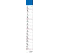 Streifenplaner Blau 2027: Streifenkalender mit Datumsschieber I schmal im Format: 11,4 x 89 cm