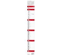 Streifenplaner Praktika Rot 2027: Streifenkalender mit Datumsschieber, Ferienterminen und Spiralbindung I schmal im Format: 11,4 x 89 cm