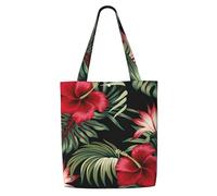 Strelitzia floreale tropicale vintage di ibisco rosso,Borse della spesa riutilizzabili, borse per la spesa, borsa a tracolla in tela di grande capacità