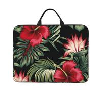 Strelitzia floreale tropicale vintage di ibisco rosso, Custodia per laptop da 14 pollici, borsa per notebook, custodia per laptop, valigetta con maniglia