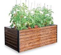 STREND PRO Fioriera da Esterno | Aiuola Rialzata in Metallo Effetto Legno L200 x P100 x A77 cm | Orto Rialzato da Esterno| Fioriere da Esterno Grandi Simil Legno | Porta Piante da Esterno