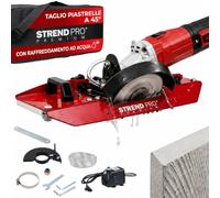 STREND PRO guida scorrevole 45° per smerigliatrice angolare 115/125 mm, tagliapiastrelle a mitra, taglio a secco e umido con pompa e aspirazione