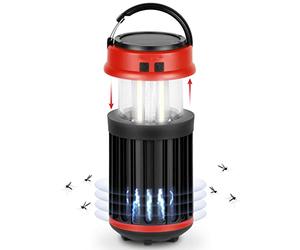 STREND PRO Lampada da Campeggio Ricaricabile con Zanzariera e Solare, Batteria per Lampada LED con Cavo USB-C, Batteria Zanzariera Elettrica per Insetti, Accessori da Camper/Viaggio/W