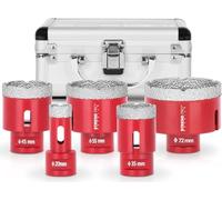 STREND PRO Set di Punte Diamantate per Piastrelle/Vetro/Gres Porcellanato | 20-35-45-55-72mm | PREMIUM Frese a Tazza per Smerigliatrice Angolare Flex M14 | Valigetta Alu | Ceramica/Granito/Pietra