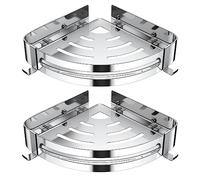 Strength Enemy Porta Sapone per Doccia, Mensola Doccia Senza Foratura 304 Mensola Angolare in Acciaio INOX Mensole Bagno, Angoliera Doccia con 4 Ganci, Portasapone Doccia -2 Pezzi (Argento)