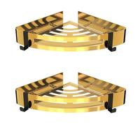 Strength Enemy Porta Sapone per Doccia, Mensola Doccia Senza Foratura 304 Mensola Angolare in Acciaio INOX Mensole Bagno, Angoliera Doccia con 4 Ganci, Portasapone Doccia -2 Pezzi (Oro)