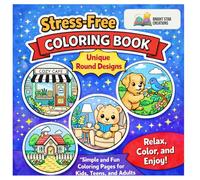 Stress-Free Easy Coloring Book with Unique Round Designs: Bold and Easy Stress Relief Coloring Pages in Beautiful Circular Frames for Kids, Teens, and Adults