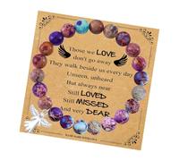 Stress Relief Crystal Bracelet - Round Beaded Bracelets With Angel Wing Pendant, Gorgeous Beaded Jewelry Enhance Positive Energy For Women Spiritual Healing Meditation Gift Accessory