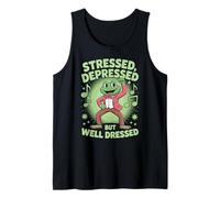 Stressed Depressed But Well Dressed Funny Frog Adult Humor Canotta