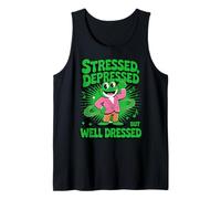 Stressed Depressed But Well Dressed Funny Frog Adult Humor Canotta