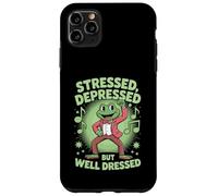 Stressed Depressed But Well Dressed Funny Frog Adult Humor Custodia per iPhone 11 Pro Max