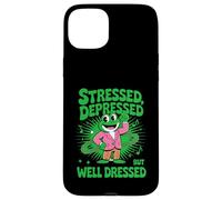Stressed Depressed But Well Dressed Funny Frog Adult Humor Custodia per iPhone 15 Plus