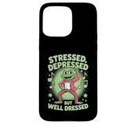 Stressed Depressed But Well Dressed Funny Frog Adult Humor Custodia per iPhone 15 Pro Max