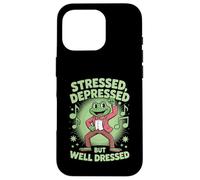 Stressed Depressed But Well Dressed Funny Frog Adult Humor Custodia per iPhone 16 Pro