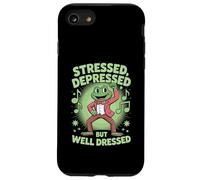 Stressed Depressed But Well Dressed Funny Frog Adult Humor Custodia per iPhone SE (2020) / 7/8