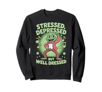 Stressed Depressed But Well Dressed Funny Frog Adult Humor Felpa