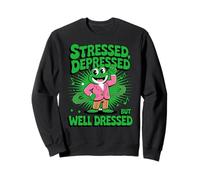 Stressed Depressed But Well Dressed Funny Frog Adult Humor Felpa