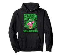 Stressed Depressed But Well Dressed Funny Frog Adult Humor Felpa con Cappuccio