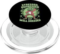 Stressed Depressed But Well Dressed Funny Frog Adult Humor PopSockets PopGrip per MagSafe