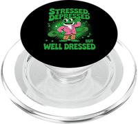 Stressed Depressed But Well Dressed Funny Frog Adult Humor PopSockets PopGrip per MagSafe