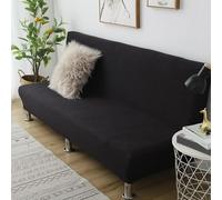 Stretch Armless Sofa Bed Cover For 2/3 Seat Futons, Elastic Slipcover Protector For Folding Sofa Beds, Non-Slip Furniture Cover(D-black,L:195-210CM(77-82in))