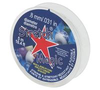 Stretch Magic Cordoncino per Perline e Gioielli, Forte ed Elastico, Facile da Annodare, Colore Trasparente, Diametro 0,8 mm, Bobina da 5 Metri, Corda Elastica per Realizzare Gioielli con Perline