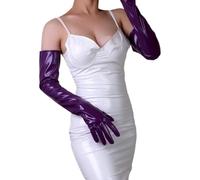 Stretchy Glossy Long Gloves With Soft Lining 70Cm Length For Dance Performances And Classical Fashion Durable PU Gloves For Photography