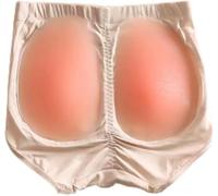 Stretchy Shaper Womens Biancheria Intima Imbottita Culo Falso con Mobile Silicone Pads Controllo Mutandine Silicone Pad Butt Lifter Slip Pads Butt Lifter Liscio Butt Lifter, Beige, XL
