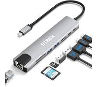 Strex 8 in 1 USB C Hub - Docking Station - Splitter USB - 4K HDMI - USB A - USB C - Ethernet - Micro SD - Adatto per laptop, Macbook, Windows